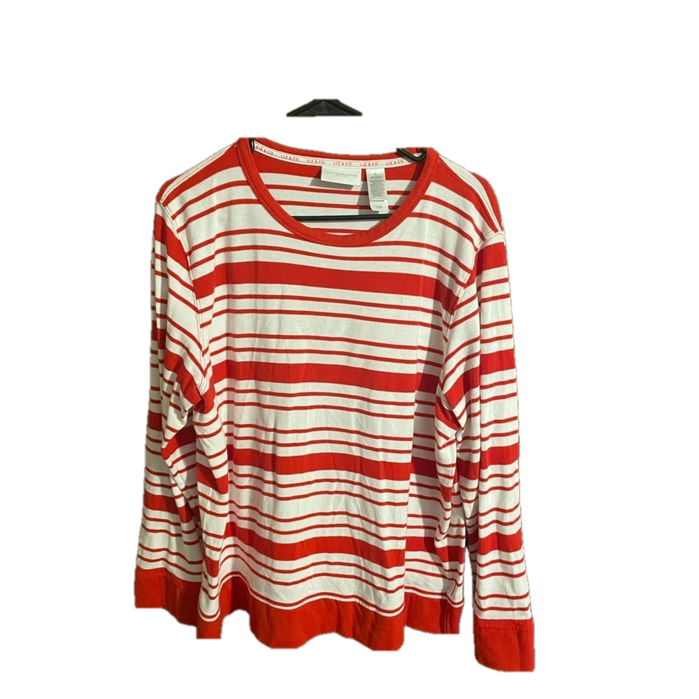 Liz Claiborne| Red & White Striped Long Sleeve Shirt *make offers*